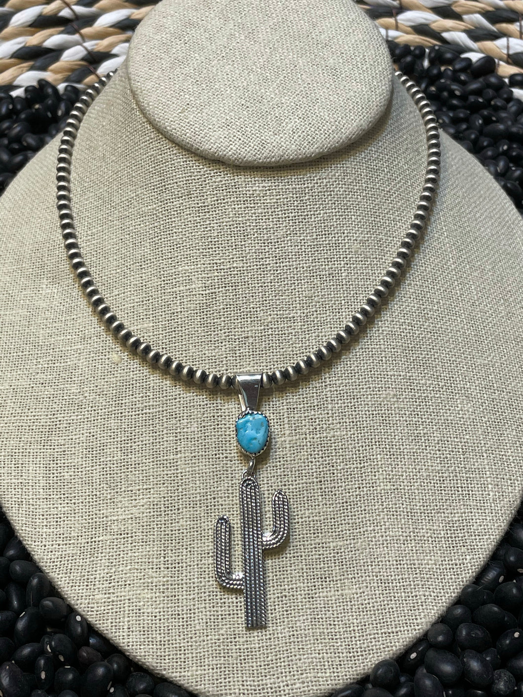 Cactus and turquoise pendant